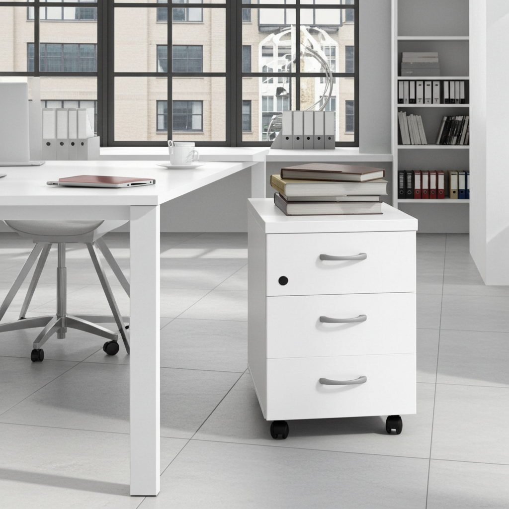 Cajonera de madera Mored de 3 cajones ofitipo Blanco