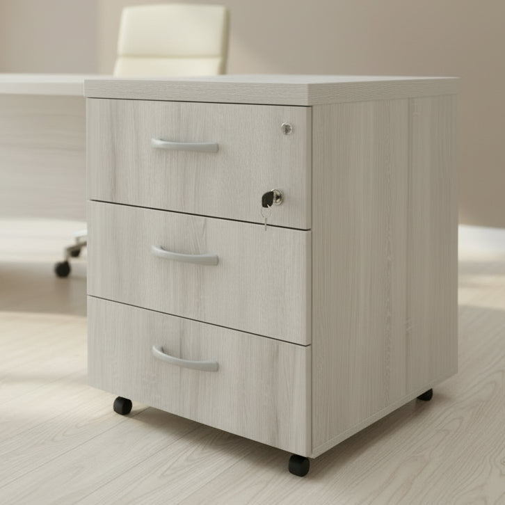Cajonera de madera Mored de 3 cajones ofitipo Roble claro
