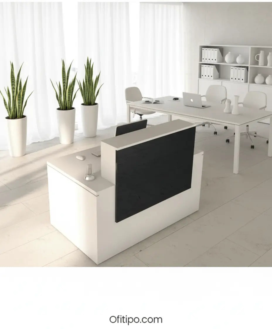 Mostrador de recepción de color negro brillante