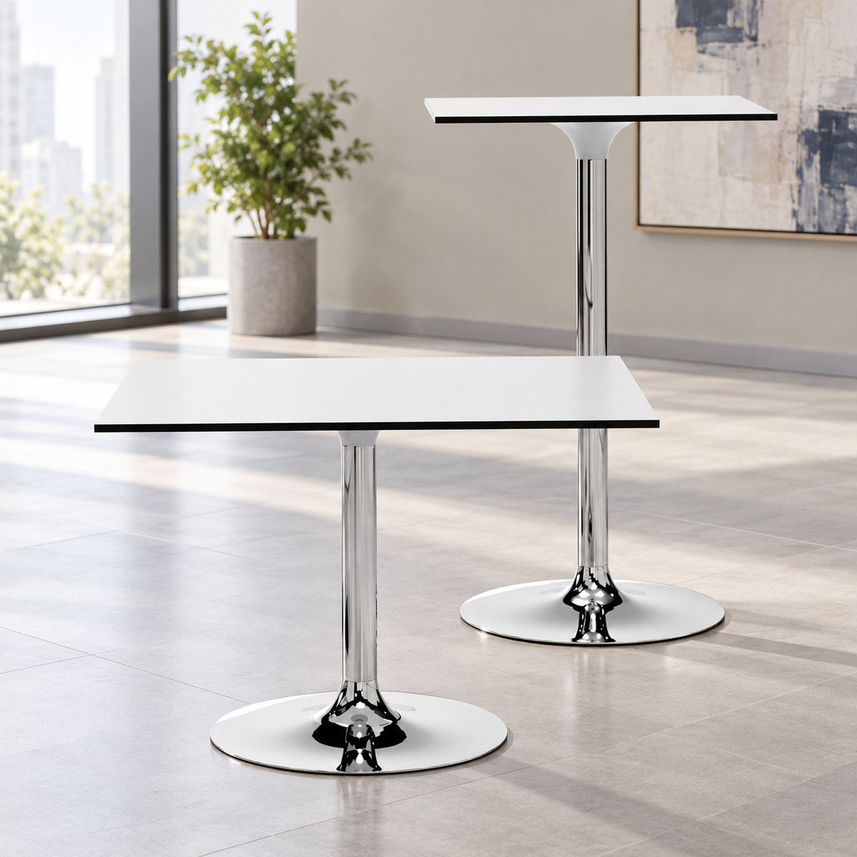 Mesa de espera cuadrada Lide en ambiente de oficina