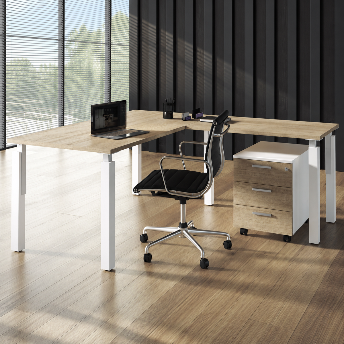 Mesa operativa Cetor en L en ambiente de oficina