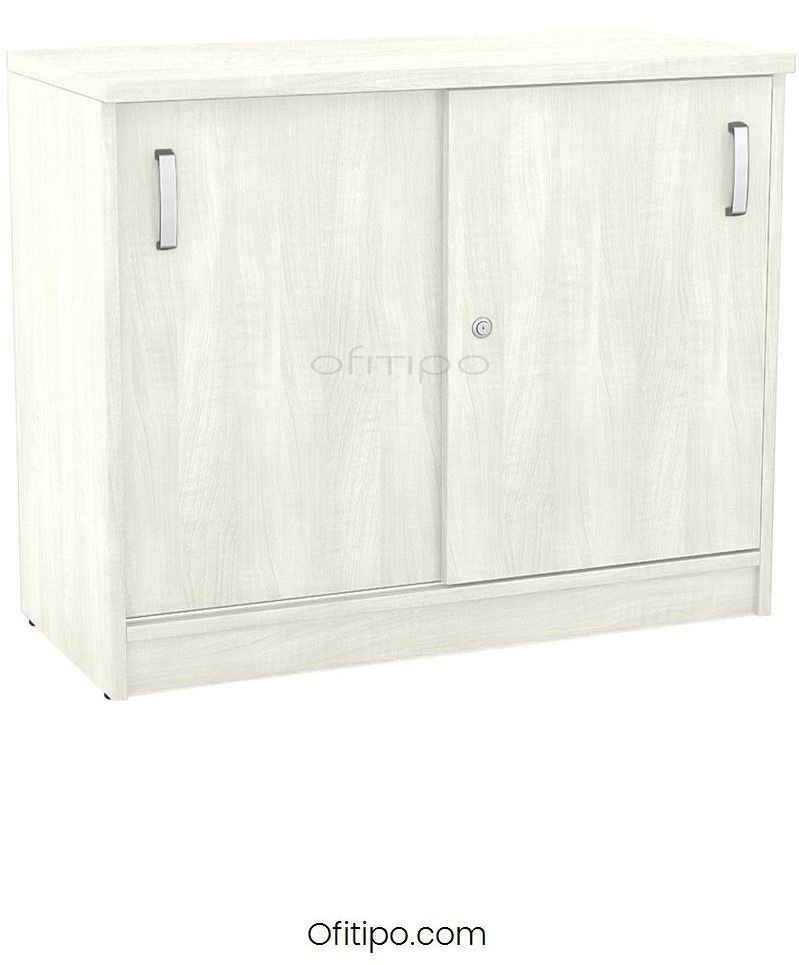 Armario de madera bajo Emese con puertas correderas