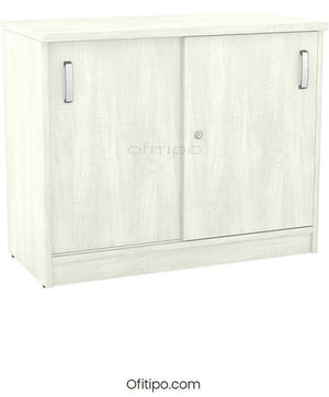 Armario de madera bajo Emese con puertas correderas