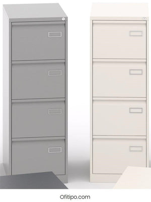 Archivadores de oficina gris y blanco 4 cajones Rasan, ofitipo 4