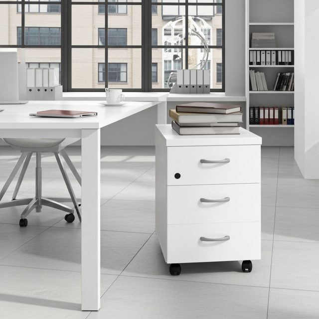 Cajonera de madera Mored de 3 cajones ofitipo Blanco