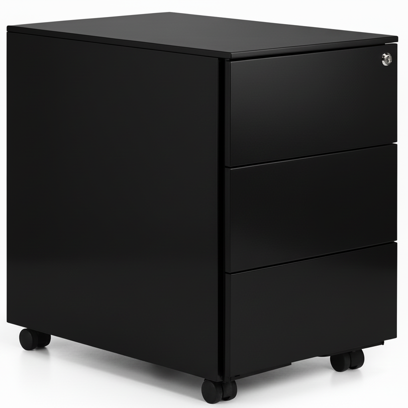 Cajonera metálica Saten de 3 cajones ofitipo negro