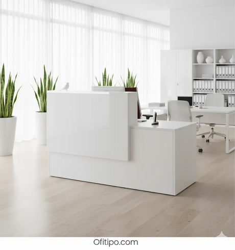 Mostrador de recepción de color blanco brillante