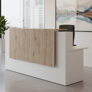 mostrador de recepción madera blanca