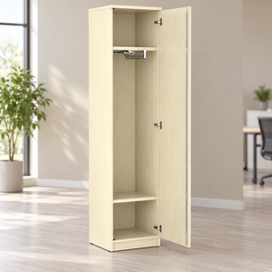 Armario de madera alto Emese estrecho con puerta en ambiente de oficina