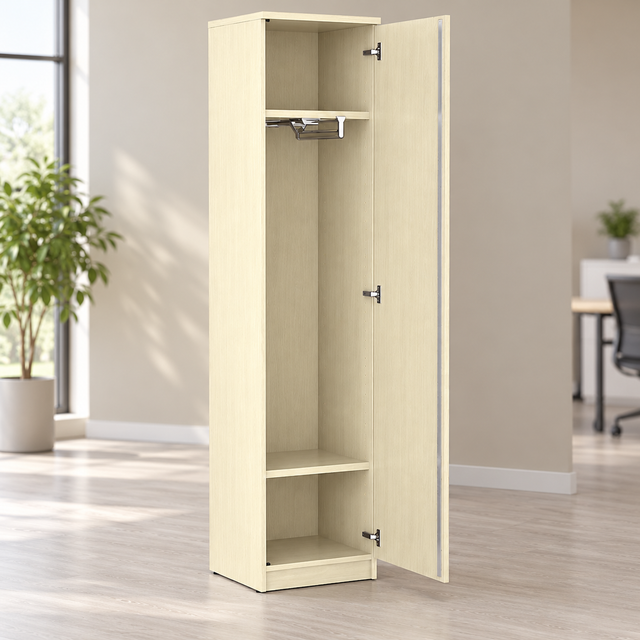 Armario de madera alto Emese estrecho con puerta en ambiente de oficina