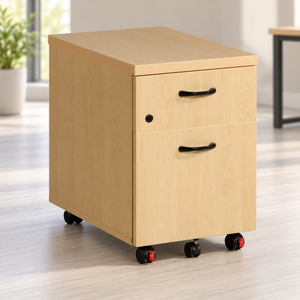 Cajonera de madera de cajón + archivo Mored en ambiente de oficina