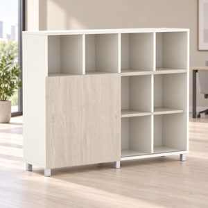 Librería estantería Malib 12 celdas alta en ambiente de oficina