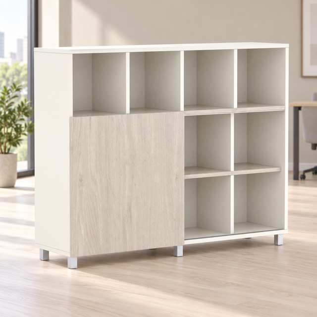 Librería estantería Malib 12 celdas alta en ambiente de oficina
