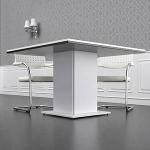 Mesa de espera cuadrada Eslem en ambiente de oficina