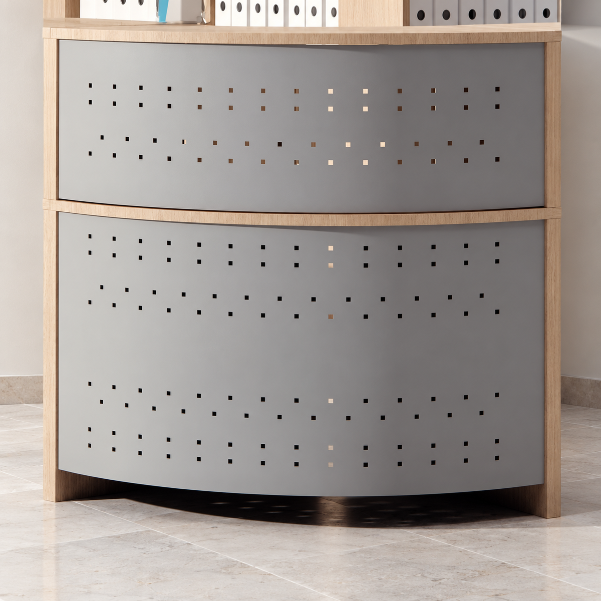 Mostrador curvo Nurtus Lite en ambiente de oficina